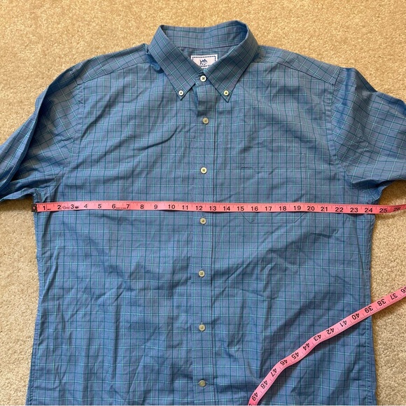 Southern Tide Shirt Blue Green Plaid Trim Fit Cotton Button Up Casual Business - Picture 6 of 9